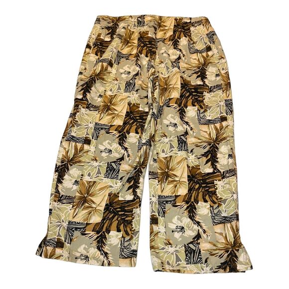 Womens White Stag Pants Size 10 Palm Tree All Over Print Cotton Capri Beach Vibe - Picture 4 of 6